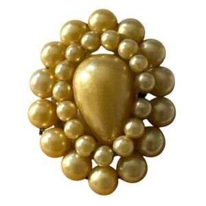 Vintage Cluster Faux Pearl Pin Brooch Granny Retro Twee Costume Oval Teardrop